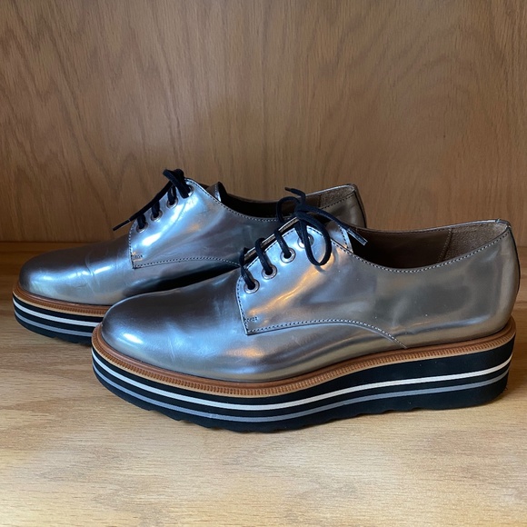 Altariva Roma Silver Platform Oxfords Size 6.5 - Picture 3 of 7
